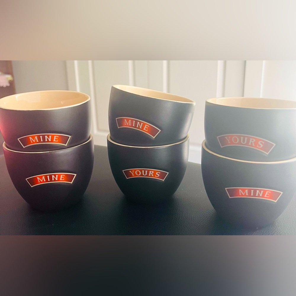 Baileys Irish Cream Limited Edition 6 low ball mugs|”Mine& Yours”|NEW/Never Used